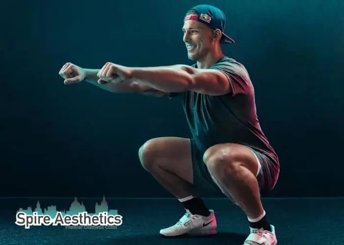 Image of man build leg muscle Headingley through exercise